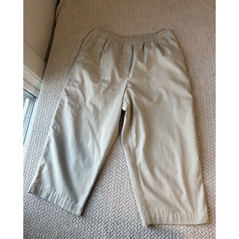 Studio Works Capri Tan Khaki Pants Pull On Stretch Size 18